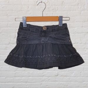 Zara Drop Waist Macrame Denim Skirt​